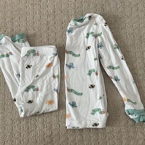 Kyte BABY White Pajama Set with Colorful Insect Print